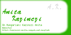 anita kazinczi business card